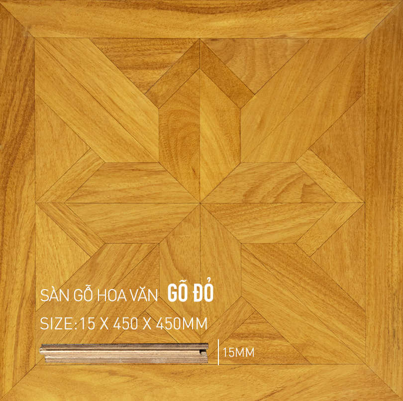 Sàn gỗ Mỹ Thuật Gõ Đỏ 450x450mm