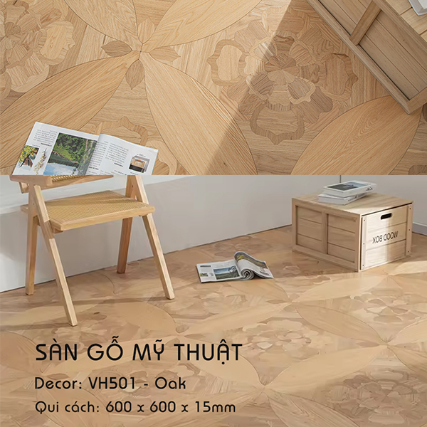 Sàn gỗ Mỹ Thuật Sồi - VH501 Kiểu Hoa Văn
