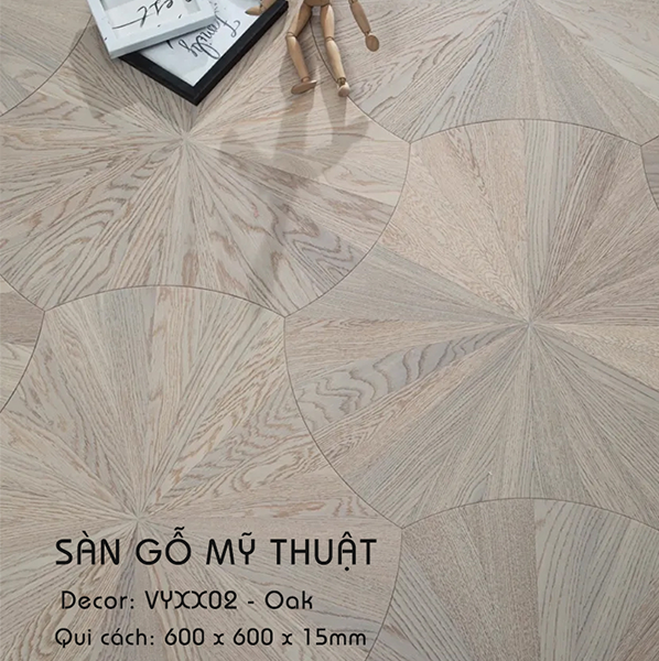 Sàn gỗ Mỹ Thuật Sồi - VYXX02 Kiểu Lá Sen
