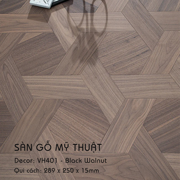 Sàn gỗ Mỹ Thuật Walnut - VH401 Kiểu Hình Học