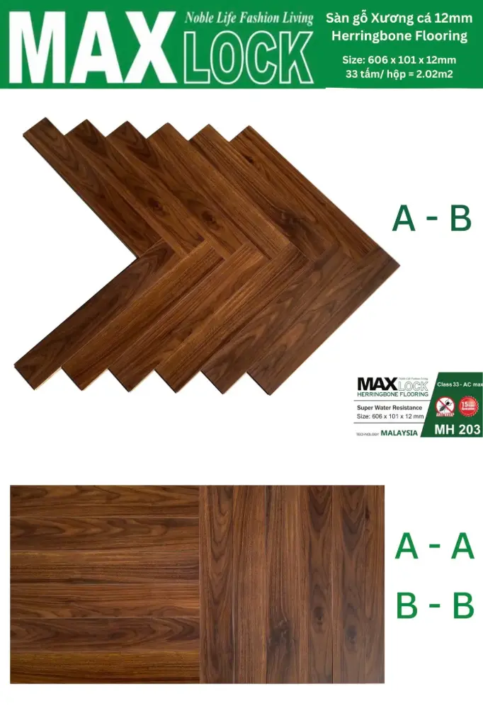 Sàn Gỗ Xương Cá Maxlock MH 203